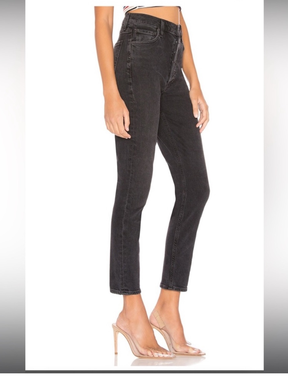 AGOLDE Nico High Rise Slim Fit Ankle Jeans Washed Black Size 31